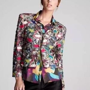 Alice + Olivia Ellie Multicolor Sequin Cropped Blazer